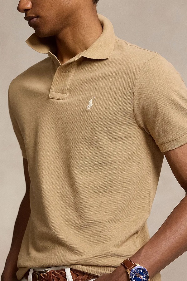 Поло чоловіче бавовняне Polo Ralph Lauren колір бежевий фото 4