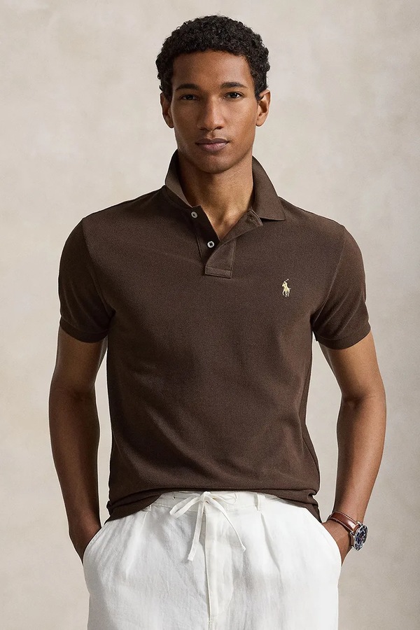 Поло чоловіче бавовняне Polo Ralph Lauren колір коричневий