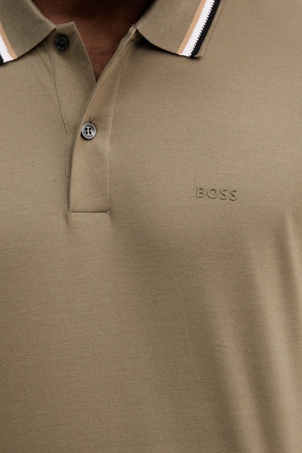 Поло чоловіче бавовняне BOSS Penrose 38 колір зелений фото 4