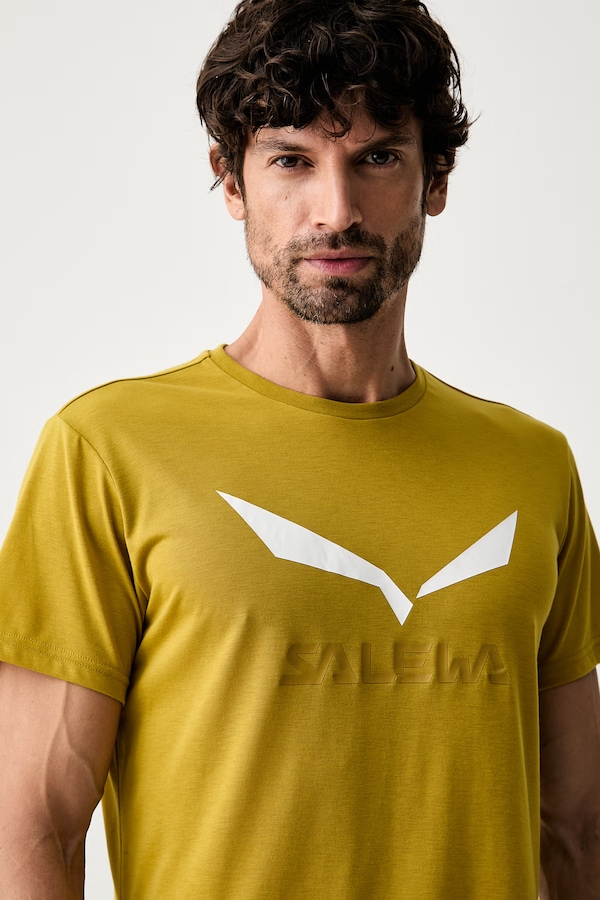 Футболка для трекінгу чоловіча Salewa Solidlogo Dry колір жовтий фото 4
