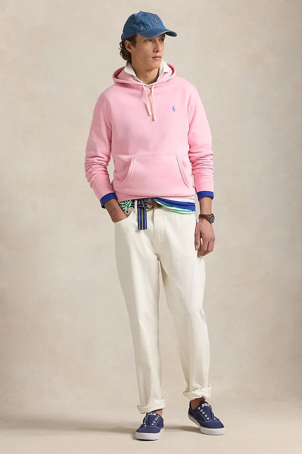 Кофта з капюшоном чоловіча з бавовною Polo Ralph Lauren колір рожевий фото 2