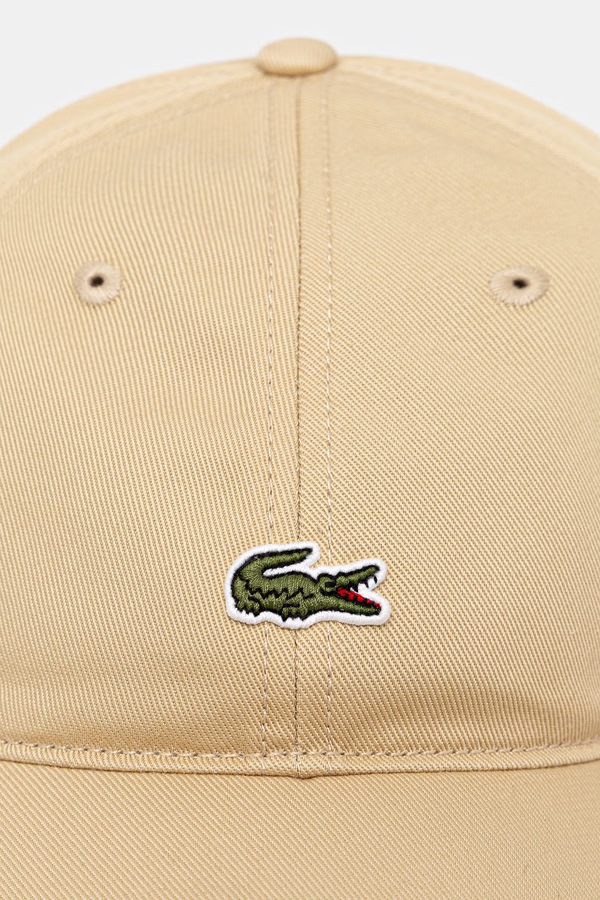 Бейсболка хлопковая Lacoste цвет бежевый