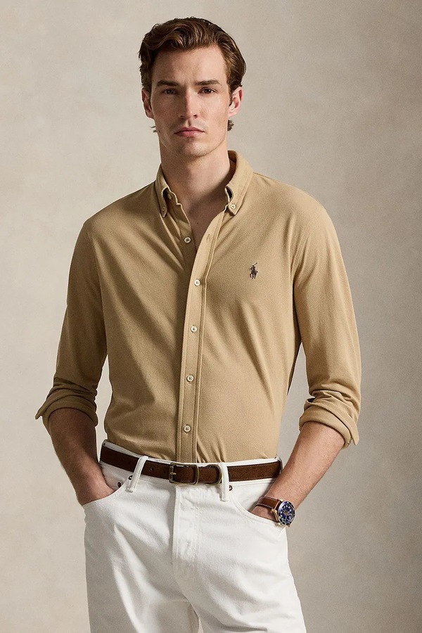 Рубашка мужская хлопковая Polo Ralph Lauren цвет зеленый