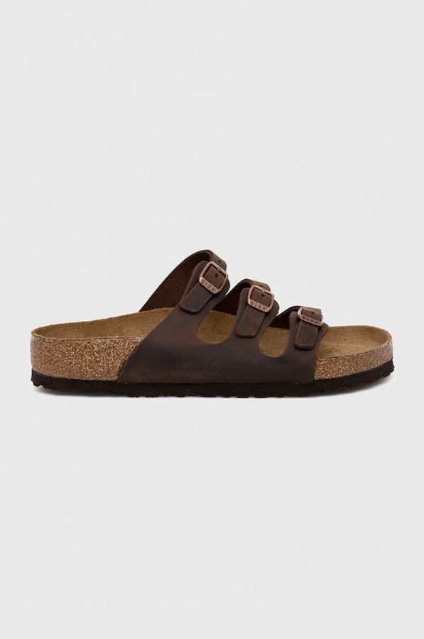 Шкіряні шльопанці Birkenstock FLORIDA колір коричневий