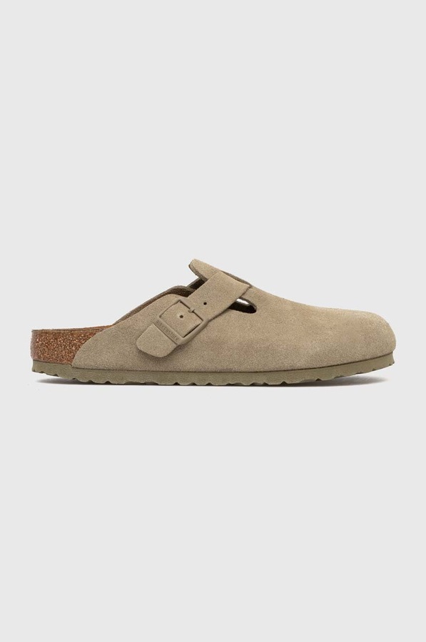 Шльопанці жіночі замшеві Birkenstock Boston колір зелений