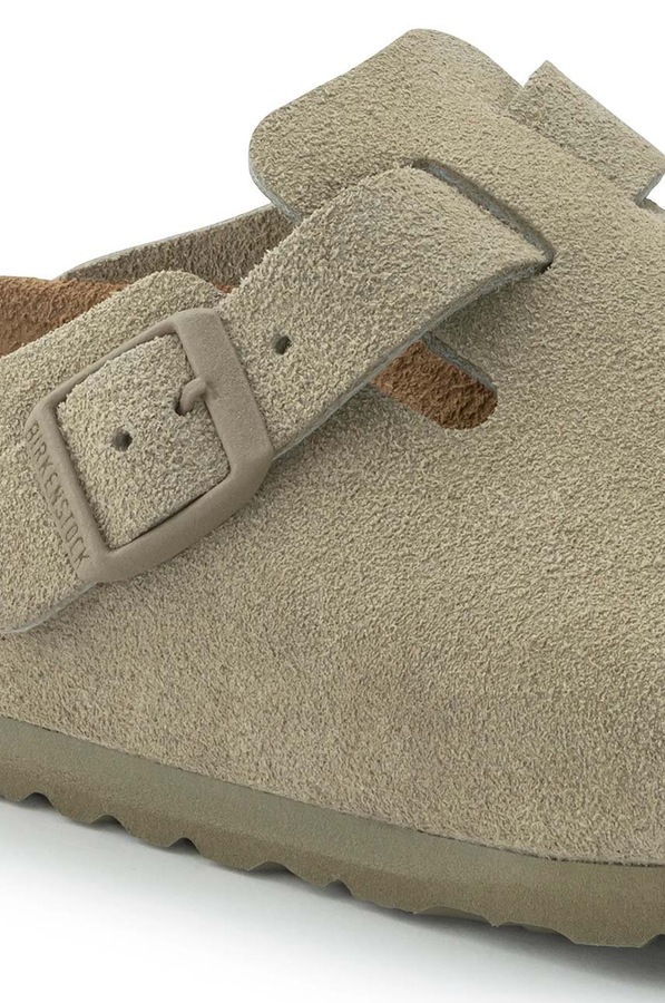 Замшеві шльопанці Birkenstock Boston колір зелений фото 3