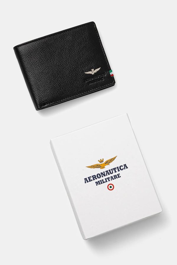 Шкіряний гаманець Aeronautica Militare колір чорний фото 4
