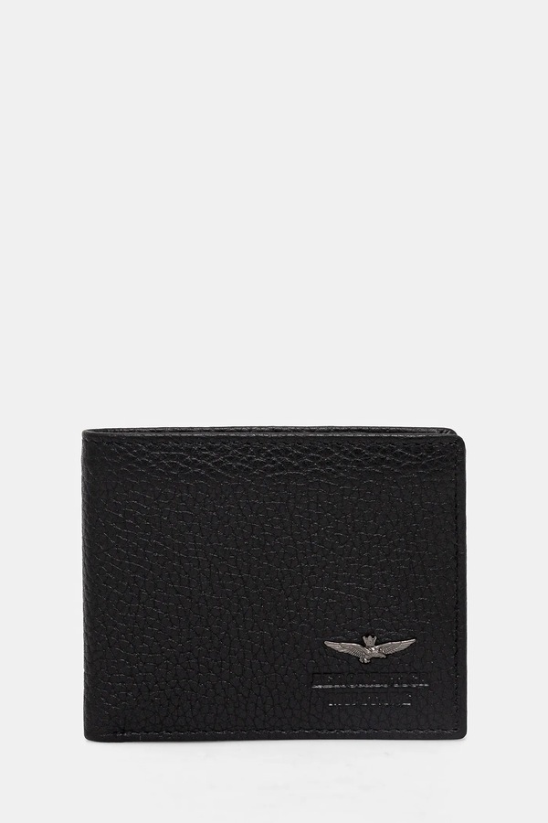 Шкіряний гаманець Aeronautica Militare колір чорний
