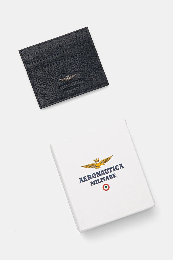 Шкіряний чохол на банківські карти Aeronautica Militare колір синій фото 3