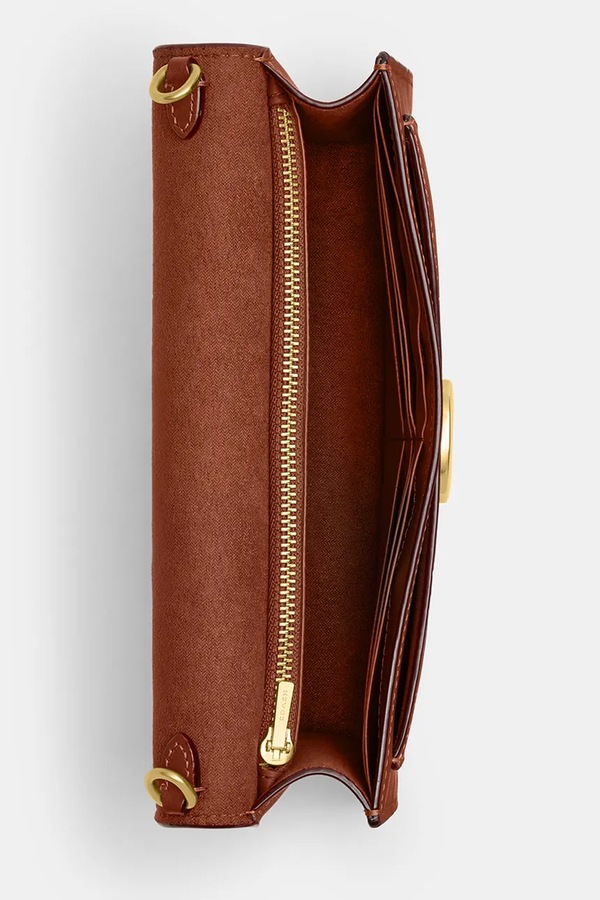 Кожаная сумочка Coach Tabby Chain Clutch In Signature Canvas цвет коричневый фото 2