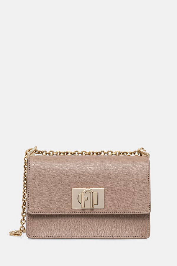 Сумка крос-боді жіноча шкіряна Furla колір бежевий