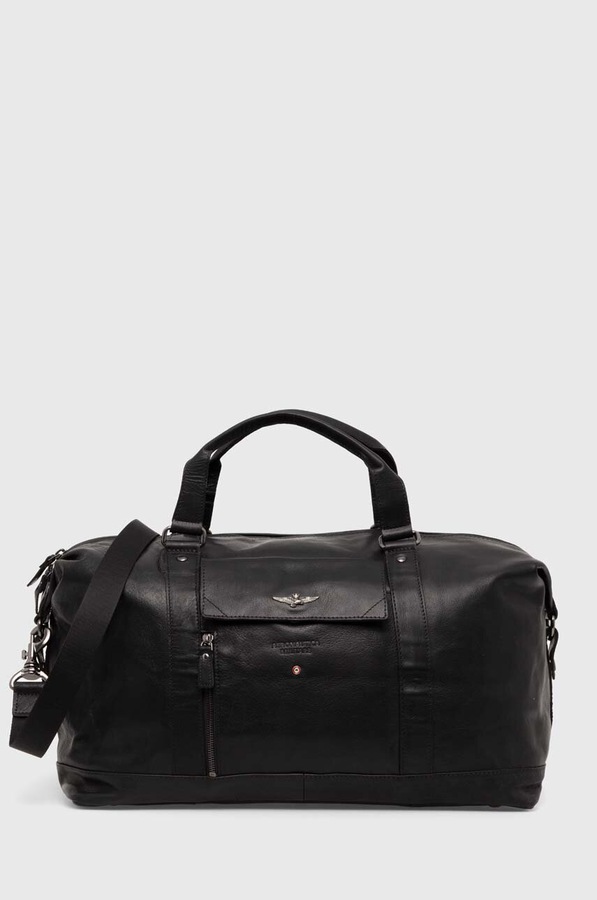 Шкіряна сумка Aeronautica Militare 45 x 31 x 23 cm колір чорний