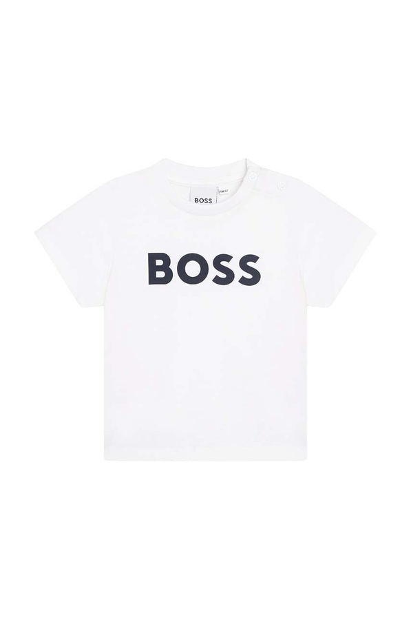 Дитяча бавовняна футболка BOSS колір білий