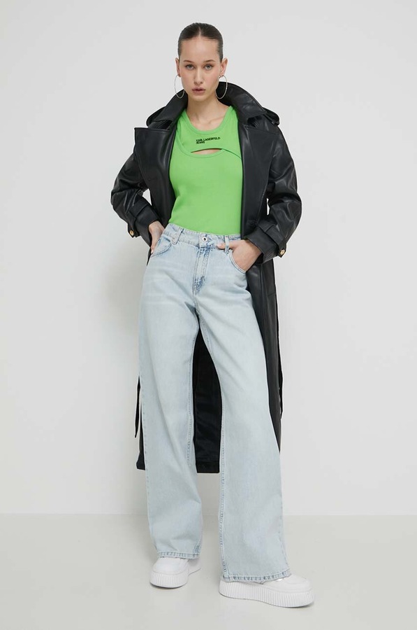 Топ Karl Lagerfeld Jeans колір зелений фото 2