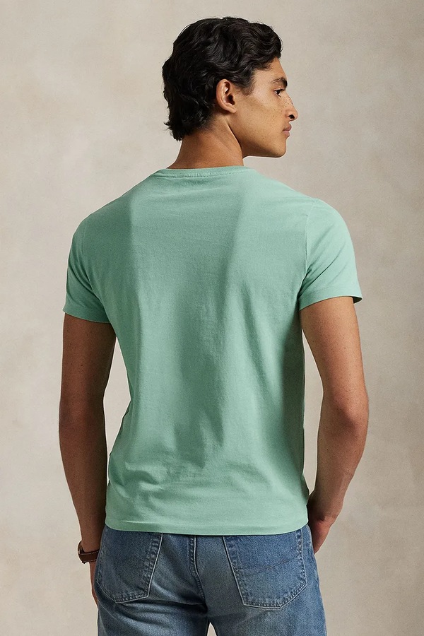 Футболка basic чоловіча бавовняна Polo Ralph Lauren колір бірюзовий фото 2