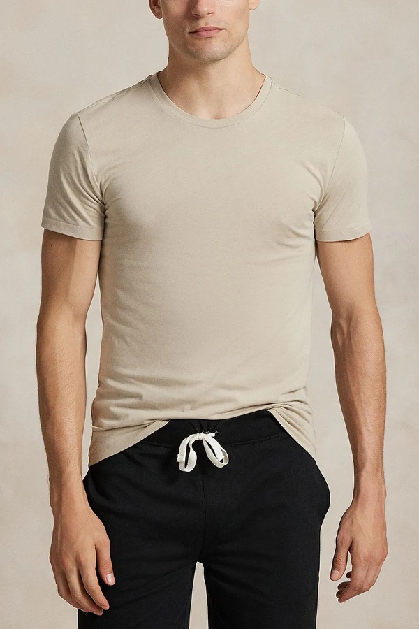 Футболка basic чоловіча бавовняна 3 шт. Polo Ralph Lauren колір бежевий