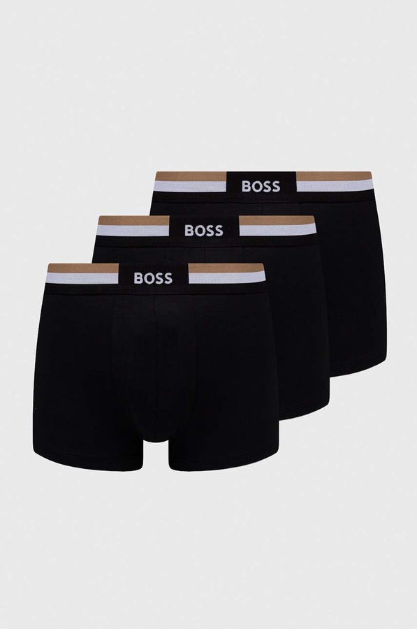 Боксеры мужские с хлопком BOSS Trunk 3P Motion 3-pack цвет черный фото 2