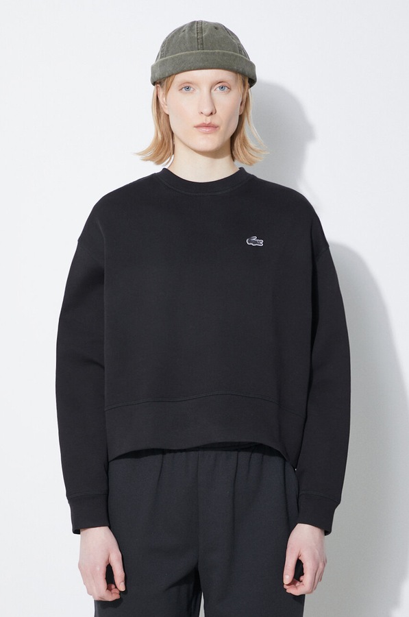 Кофта оверсайз женская с хлопком Lacoste цвет черный