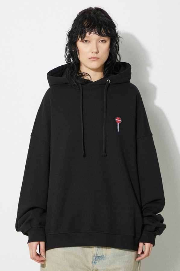 Хлопковая кофта Fiorucci Black Lollipop Patch Hoodie цвет черный