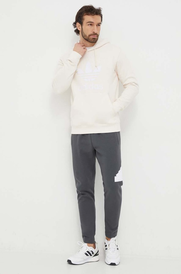 Хлопковая кофта adidas Originals Adicolor Classics Trefoil цвет бежевый