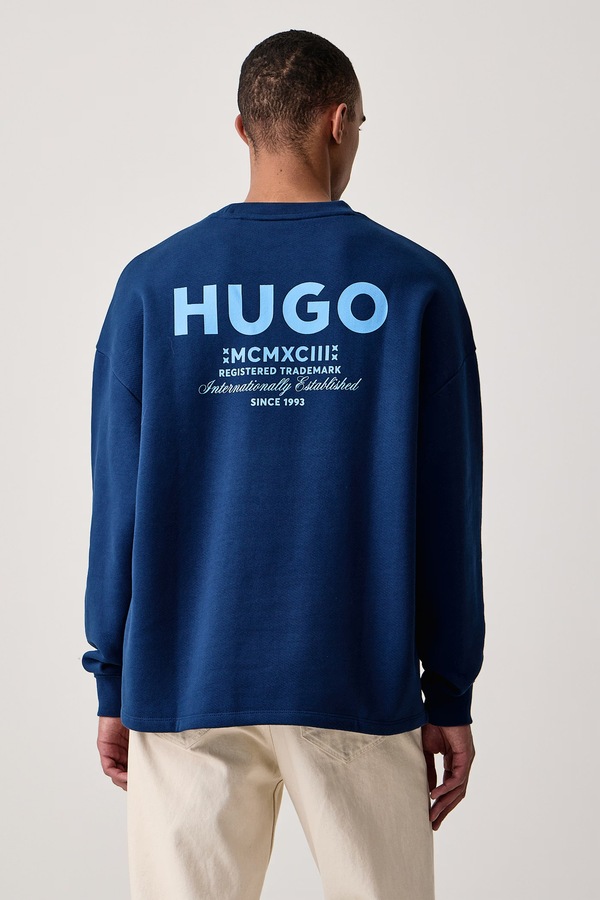 Чоловічий бавовняний HUGO Blue Naviu колір темно-синій