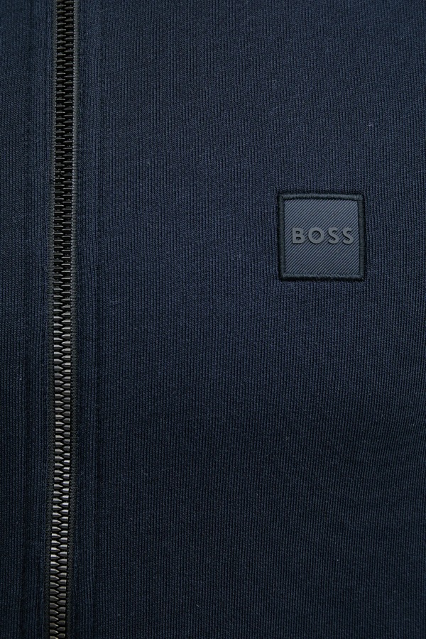 Кофта, яка розстібається чоловіча бавовняна BOSS Orange Zestart колір темно-синій фото 4