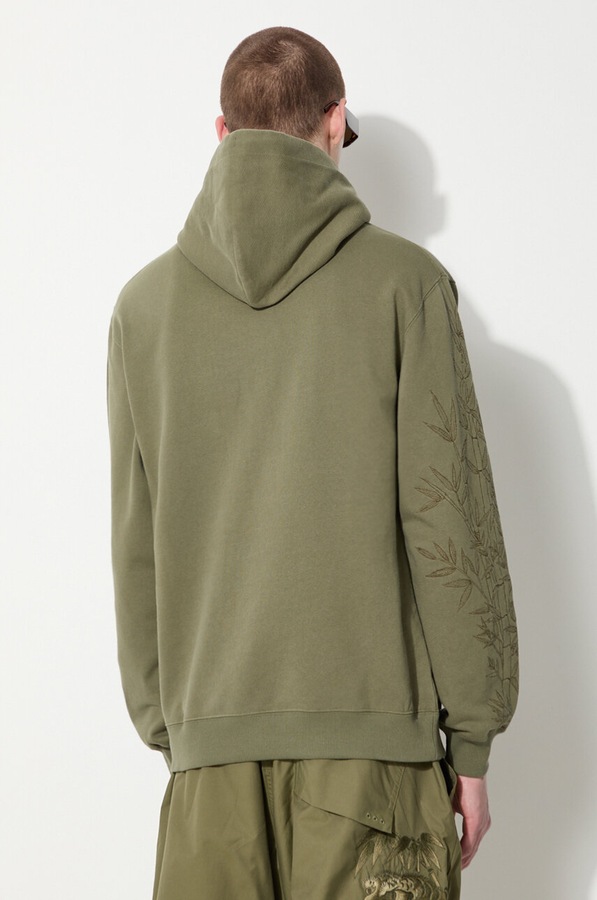 Бавовняна кофта Maharishi Dragon Bamboo Hooded Sweat колір зелений фото 3