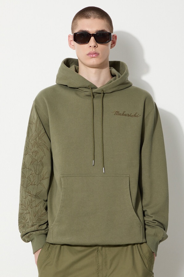 Бавовняна кофта Maharishi Dragon Bamboo Hooded Sweat колір зелений фото 4