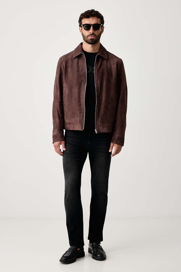 Лонгслив lounge мужской хлопковый с эластаном BOSS Mix&Match LS-Shirt R цвет коричневый