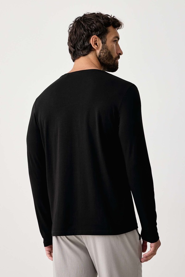 Лонгслив lounge мужской хлопковый с эластаном BOSS Mix&Match LS-Shirt R цвет черный фото 2