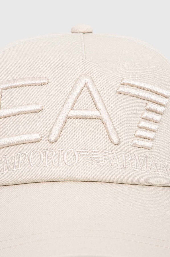Бавовняна бейсболка EA7 Emporio Armani колір бежевий