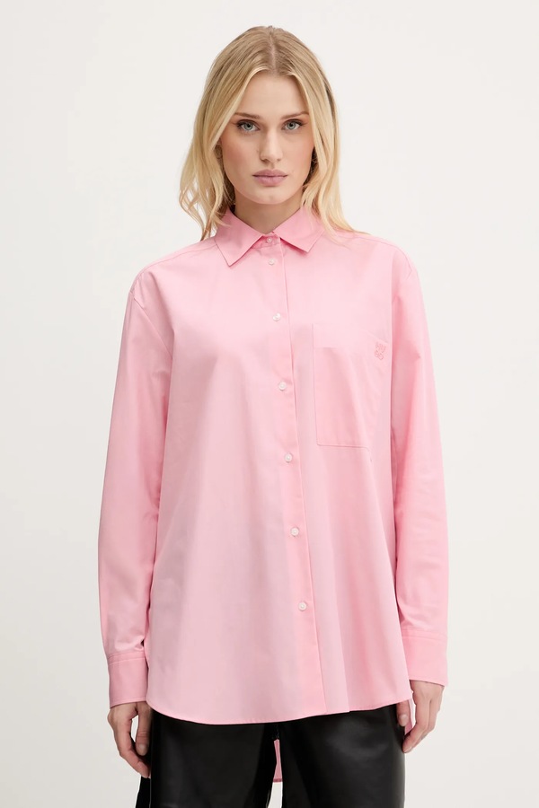Хлопковая рубашка HUGO The Oversize Shirt цвет белый