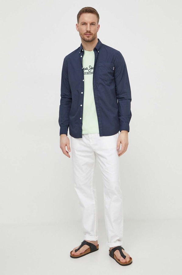 Бавовняна сорочка Pepe Jeans Prince колір синій фото 2