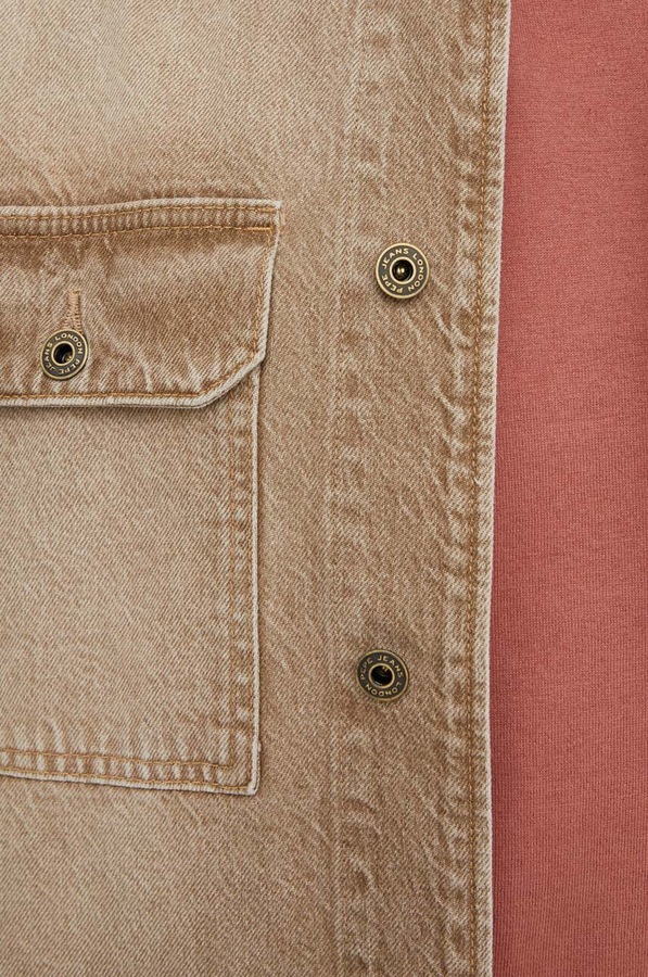 Джинсова сорочка Pepe Jeans Enzo COLOUR колір бежевий фото 3