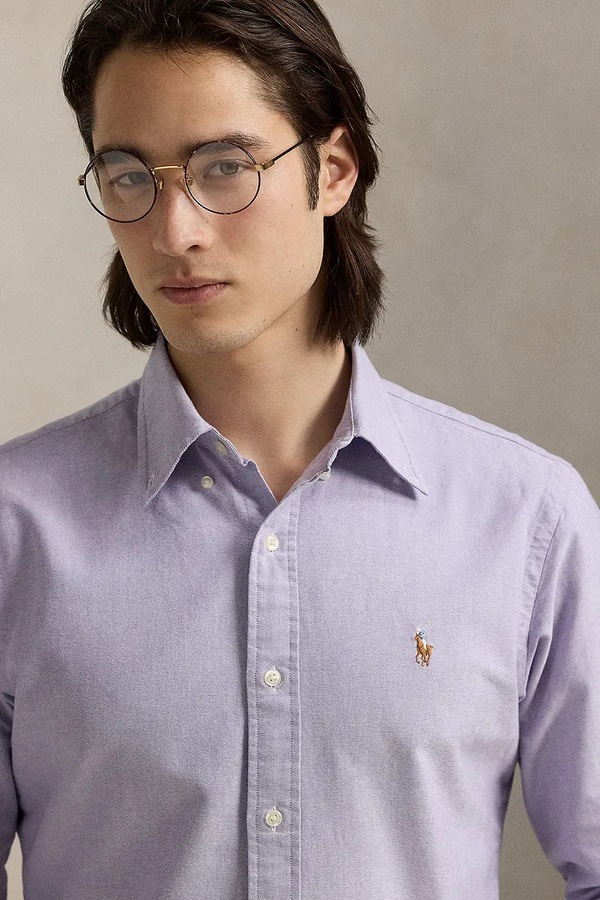 Сорочка чоловіча бавовняна Polo Ralph Lauren колір фіолетовий фото 4