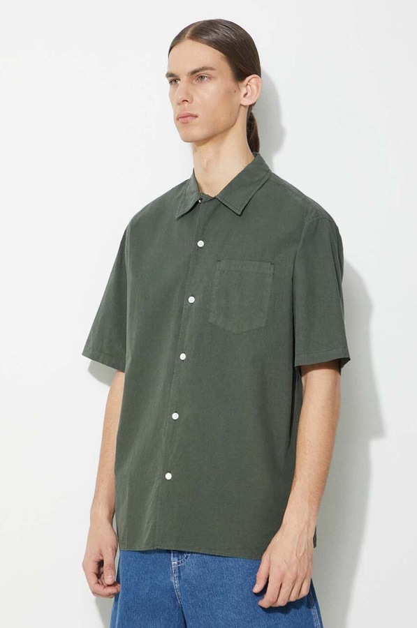 Сорочка Norse Projects Carsten Cotton Tencel колір зелений фото 4