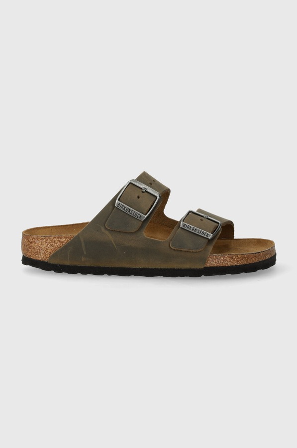 Шльопанці з нубуку Birkenstock Arizona колір зелений