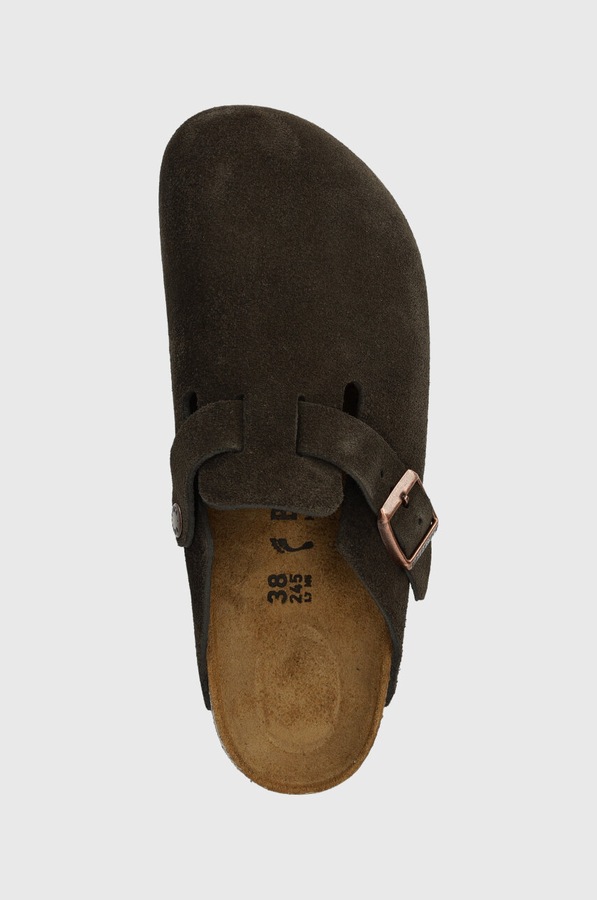 Замшеві шльопанці Birkenstock Boston колір коричневий фото 4