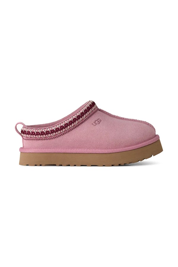 Шльопанці дитячі замшеві UGG K TAZZ колір рожевий