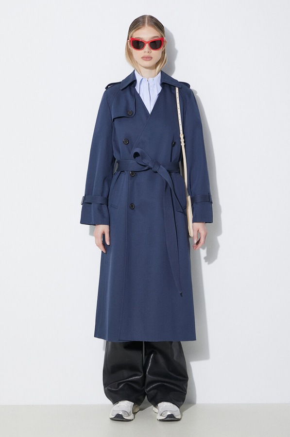Тренч Kenzo Solid Elongated Kimono Trench цвет синий фото 2