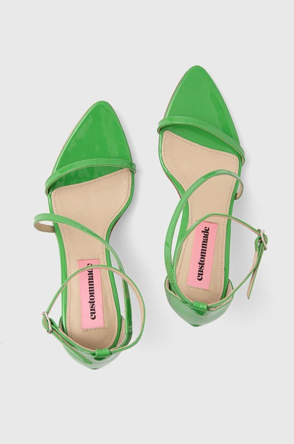 Шкіряні сандалі Custommade Amy Patent колір зелений фото 4