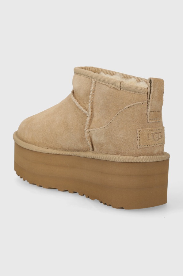 Замшеві чоботи UGG Classic Ultra Mini Platform колір бежевий фото 2