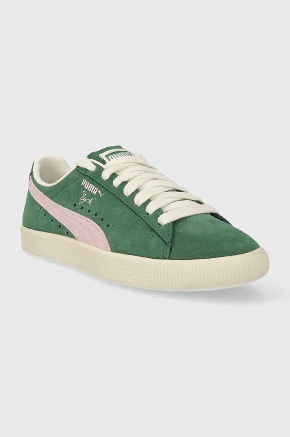 Замшеві кросівки Puma Clyde OG колір зелений фото 2