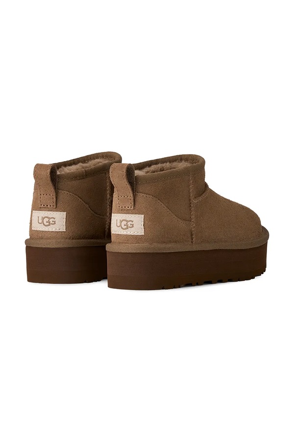 Снігові чоботи дитячі замшеві UGG CLASSIC ULTRA MINPLATFORM колір коричневий фото 2
