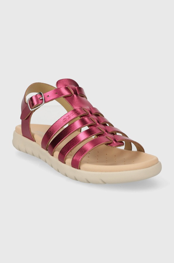 Дитячі шкіряні сандалі Geox SANDAL SOLEIMA колір фіолетовий фото 2