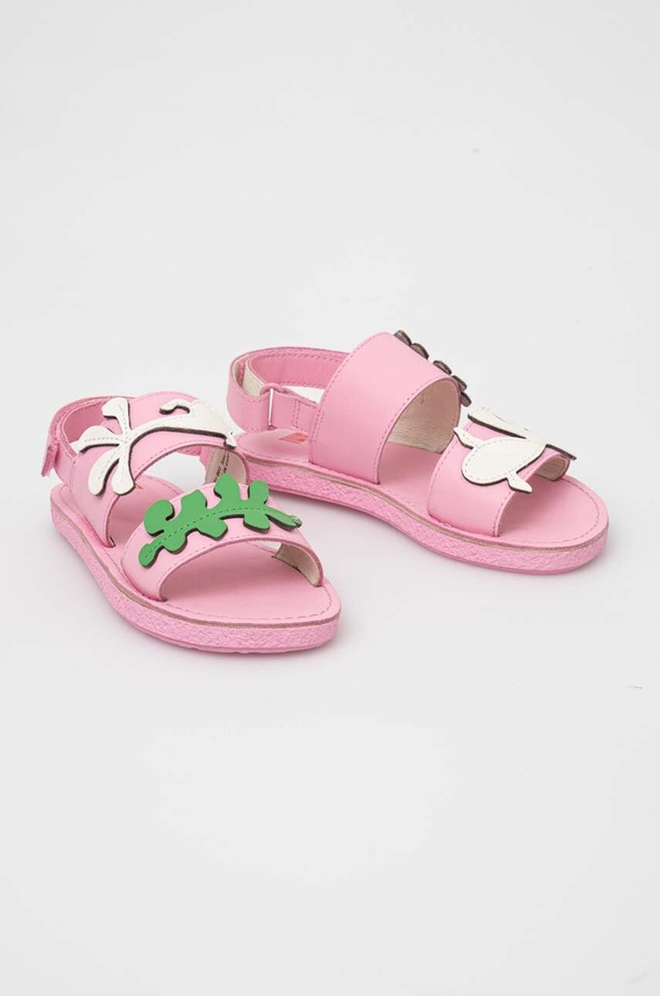 Детские кожаные сандалии Camper цвет розовый фото 2