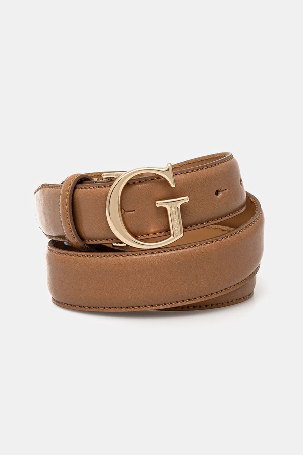 Шкіряний ремінь Guess колір бежевий