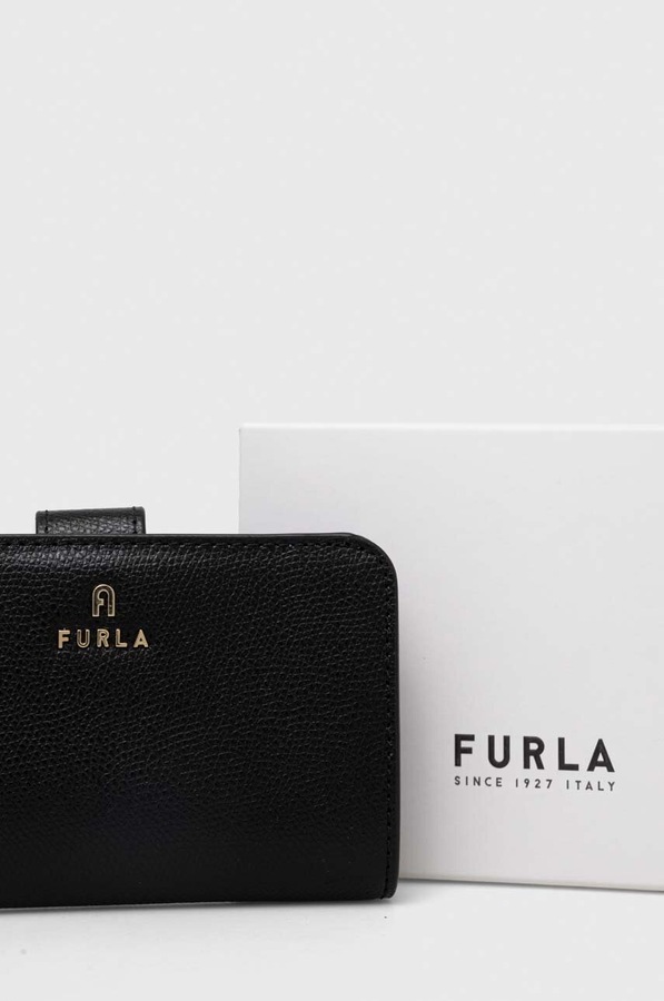 Шкіряний гаманець Furla колір чорний фото 4