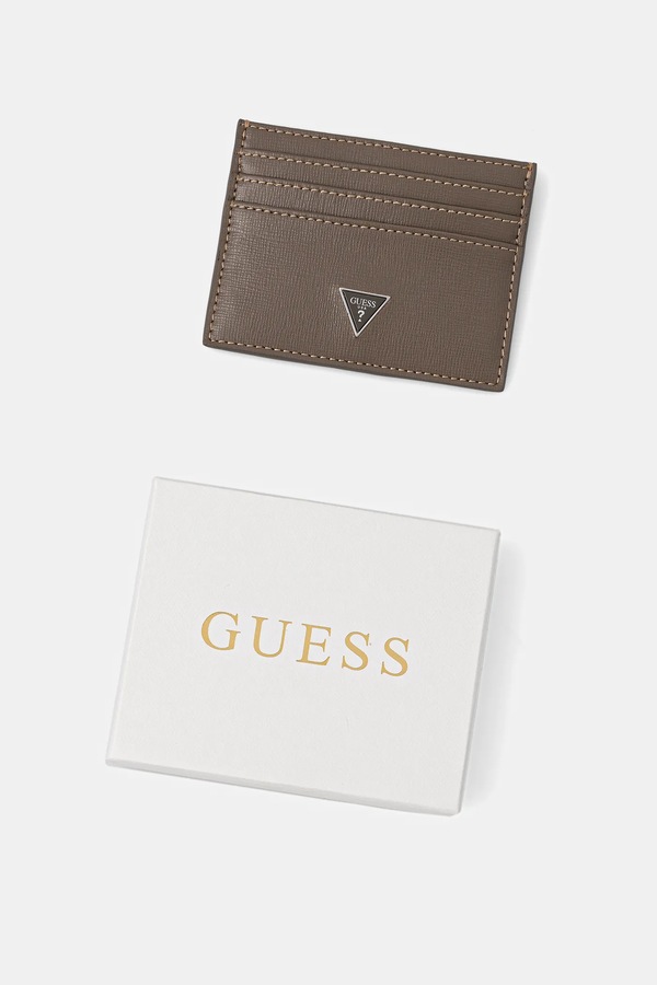 Шкіряний чохол на банківські карти Guess колір чорний фото 2