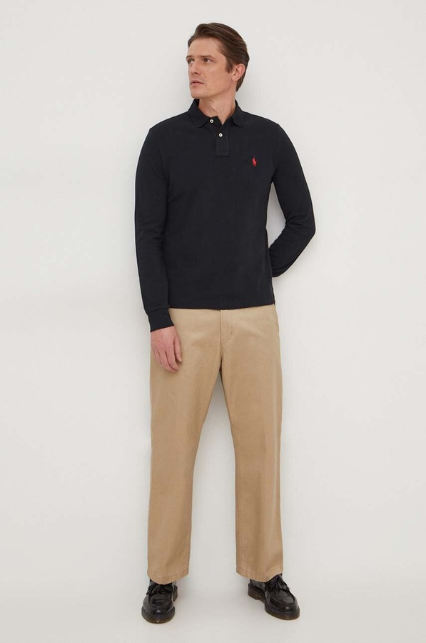 Лонгслів бавовняний Polo Ralph Lauren колір чорний фото 2